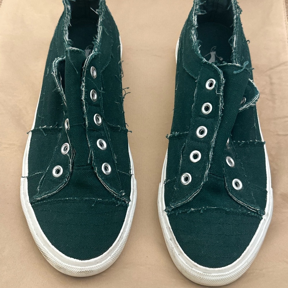 Corky’s Babalu Canvas Green Slip-on Sneakers (Adults or Kids)